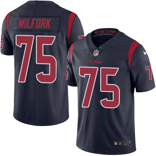 Men Houston Texans 75 Vince Wilfork Nike Navy Blue Rush Limited NFL Jersey